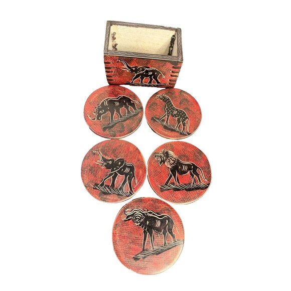 Soap Stone Coaster Set African Animals - Picture 6 of 11